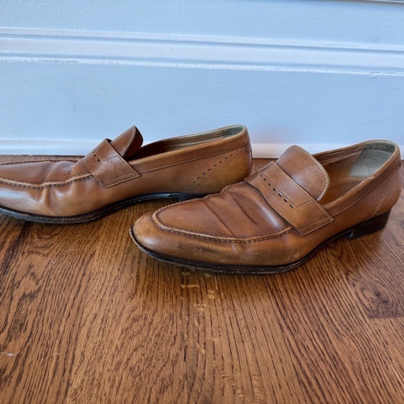Santoni‎ Brown Leather Slip-On Loafers size 13 - Picture 1 of 7
